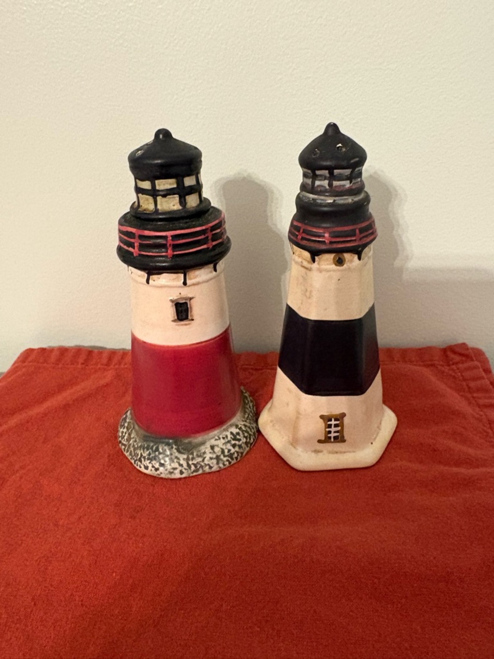Nautical Themed Lighthouse Ceramic Salt and Pepper Shaker Set Sakura 5 Inches